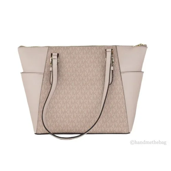 NWT Michael Kors Charlotte Ballet Signature PVC Large Top Zip Tote Shoulder Bag - Picture 5 of 9